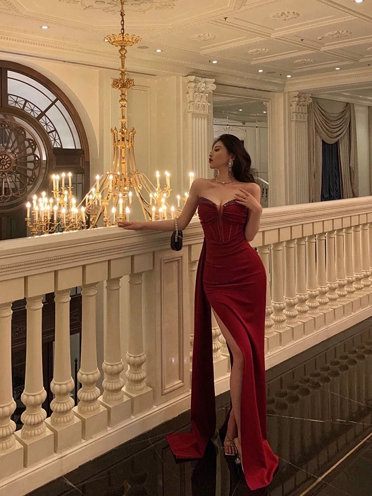Gorgeous Sheath Sweetheart Red Sleeveless Date Night Dress Prom Dresses Birthday Outfits - View 4 | VelvetHem