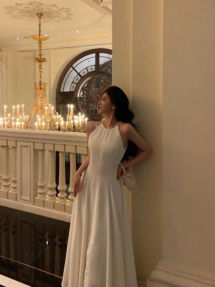 French A Line Jewel Sleeveless White Chiffon Prom Dresses Birthday Outfits - View 3 | VelvetHem
