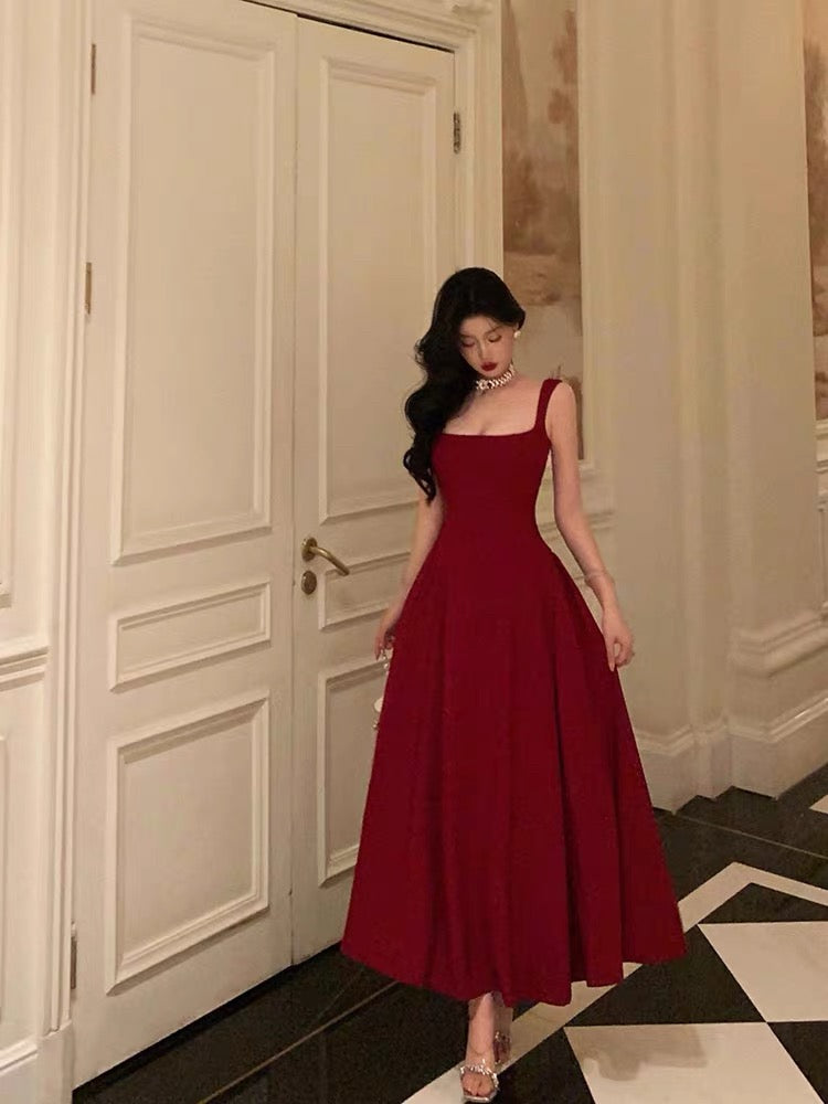 Sexy A Line Straps Red Ankle Length Prom Dresses Birthday Outfits - VelvetHem