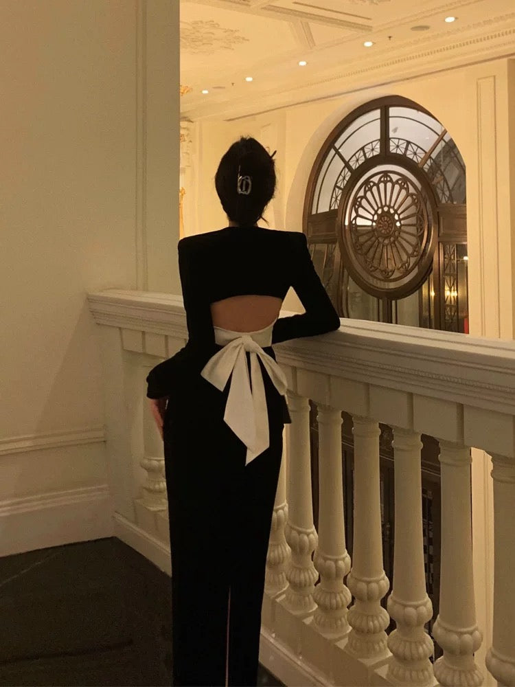 Gorgeous Sheath Strapless Long Sleeves Black Date Night Dress Prom Dresses Birthday Outfit - View 3 | VelvetHem