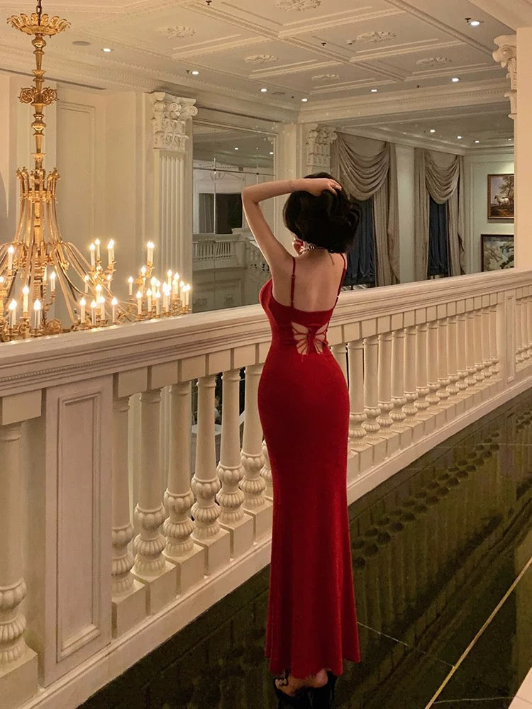 Gorgeous Sheath Spaghetti Straps Red Date Night Dress Prom Dresses Party Dress Birthday Outfits