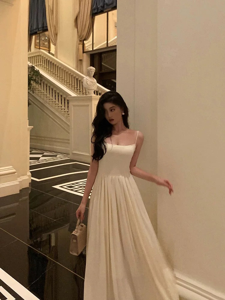 Stunning A Line Spaghetti Straps White Date Night Dress Prom Dresses Birthday Party Outfit - View 4 | VelvetHem