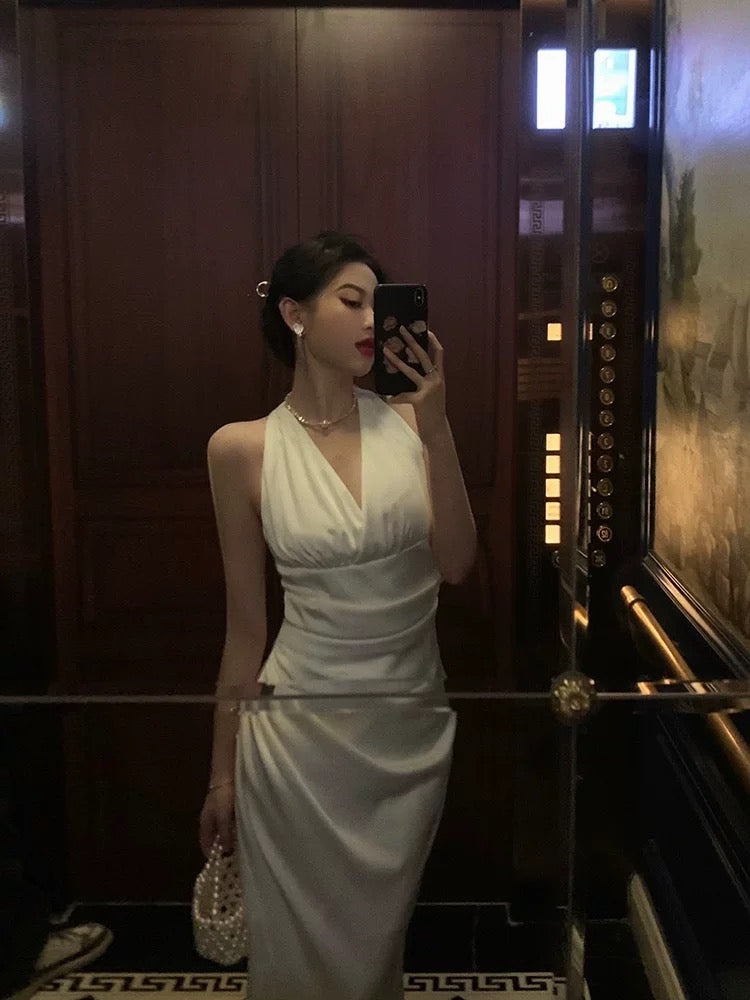 Pretty Sheath V Neckline Sleeveless Date Night Dress White Prom Dresses Birthday Party Outfit - View 5 | VelvetHem