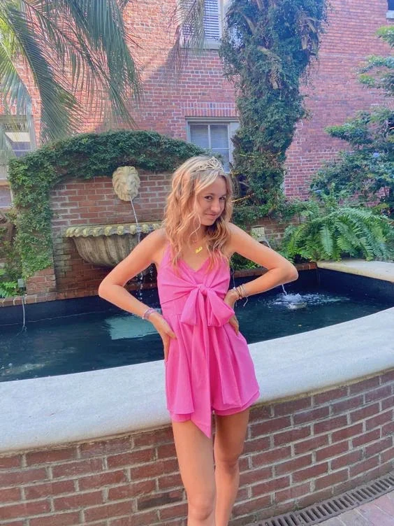 A-line V Neck Homecoming Dress Cute Party Dress (ZD12763) - VelvetHem