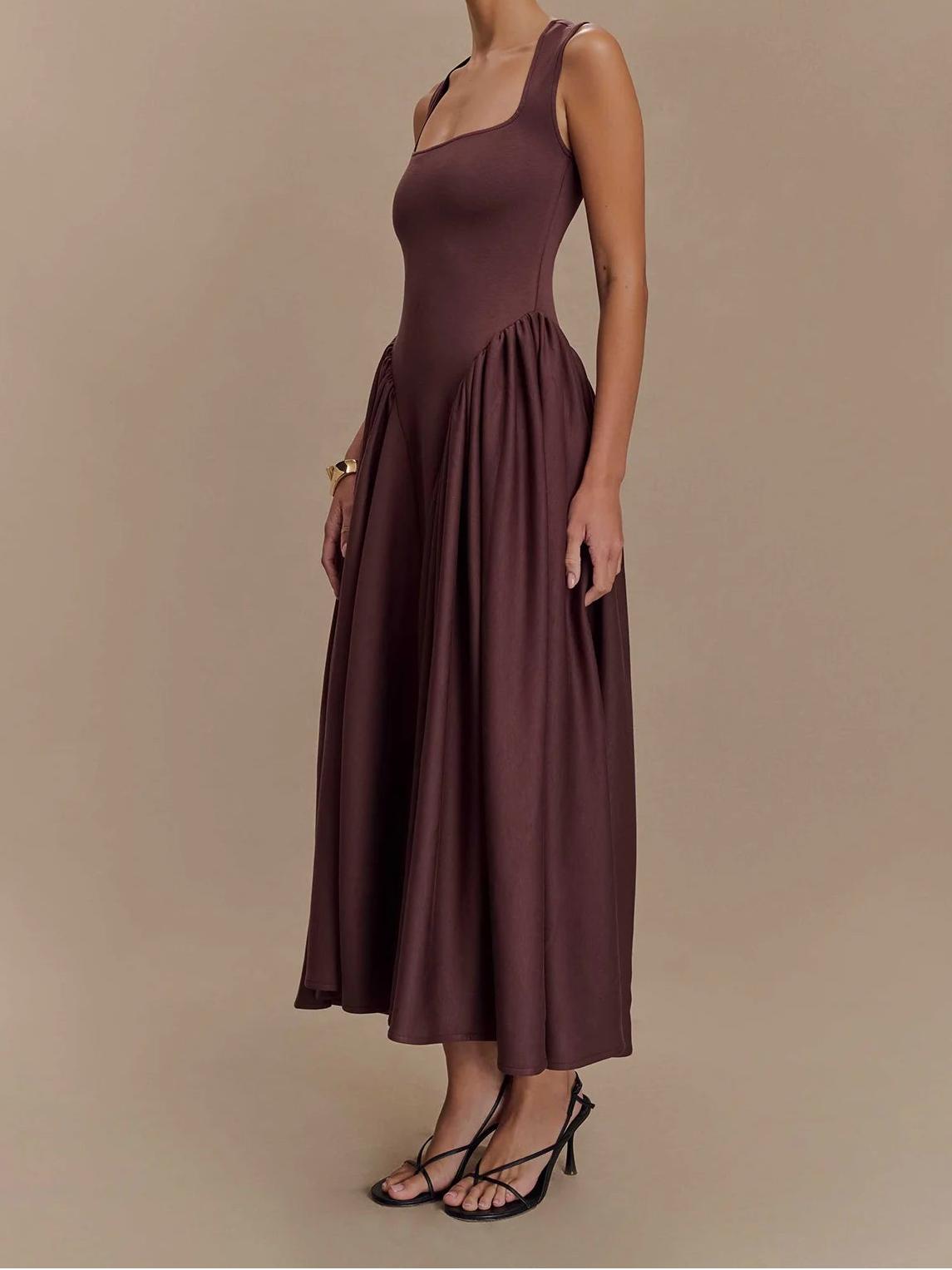 SHARON Midi Dress Cacao Brown