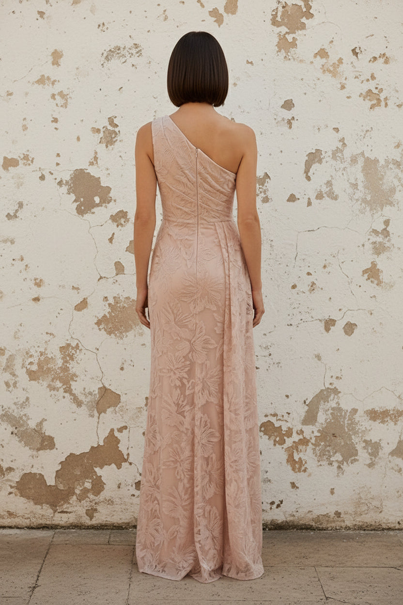 Chiffon Sheath One Shoulder Floor-Length Mother of the Bride Dress