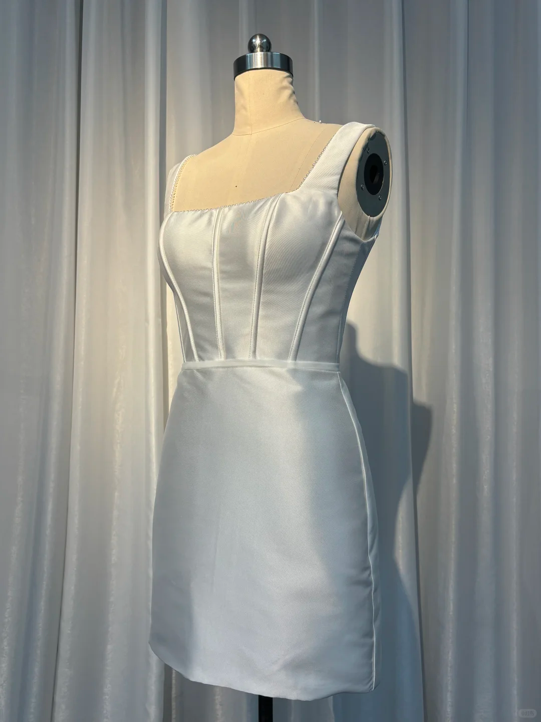 Simple Square Neck Satin Sheath White Short Cocktail Dress Formal Homecoming Dress