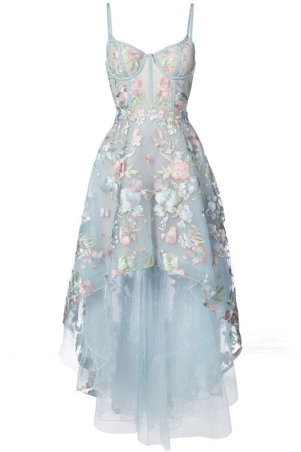 Spaghetti Straps Sweetheart Asymmetrical Prom Dress