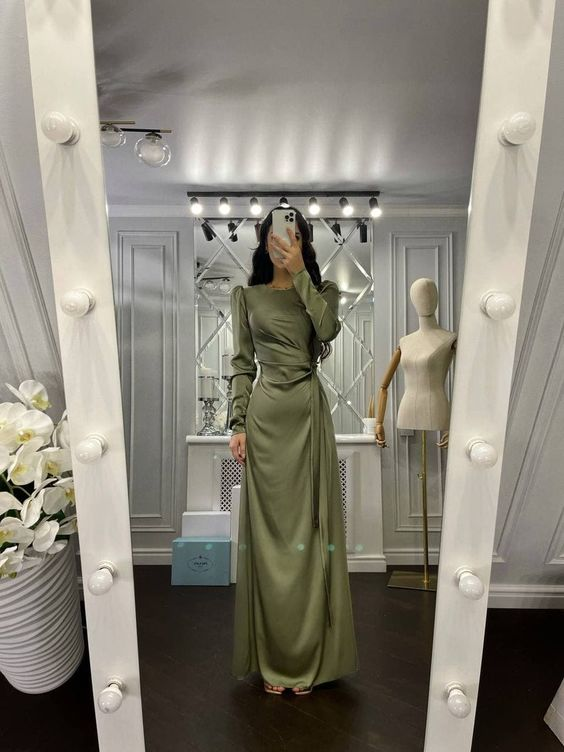 Sheath Evening Dress Elegant Wedding Guest Fall Floor Length Long Sleeve Dress Y5897 - VelvetHem