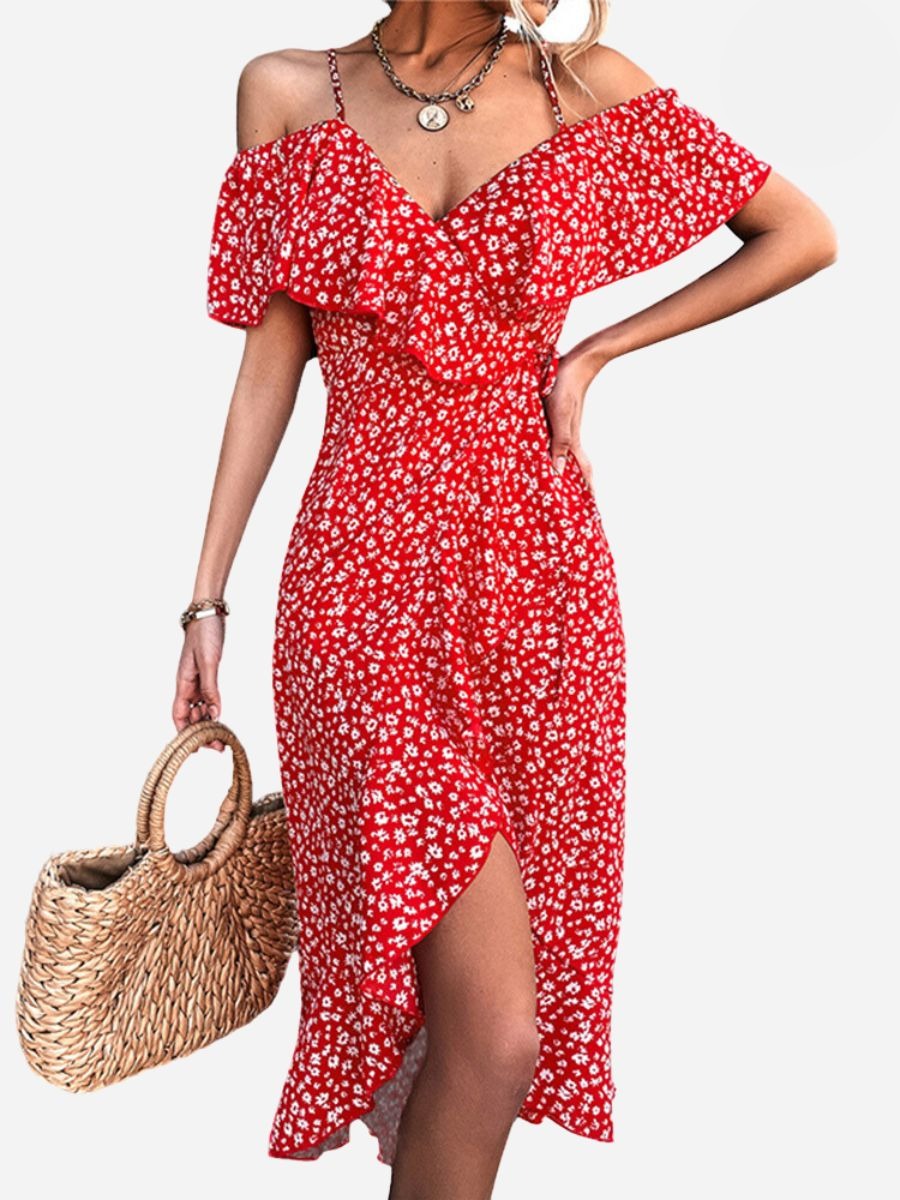 Angelines Elevated Strappy Floral Dress Evening Wear Edit