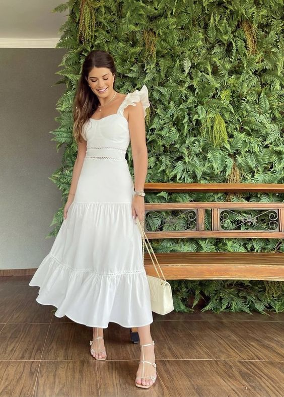 White A-line Party Dress,Summer Vacation Dress - VelvetHem