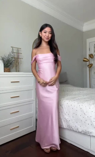 Elegant Pink Satin Sheath Prom Dress Long Party Evening Dress - View 2 | VelvetHem