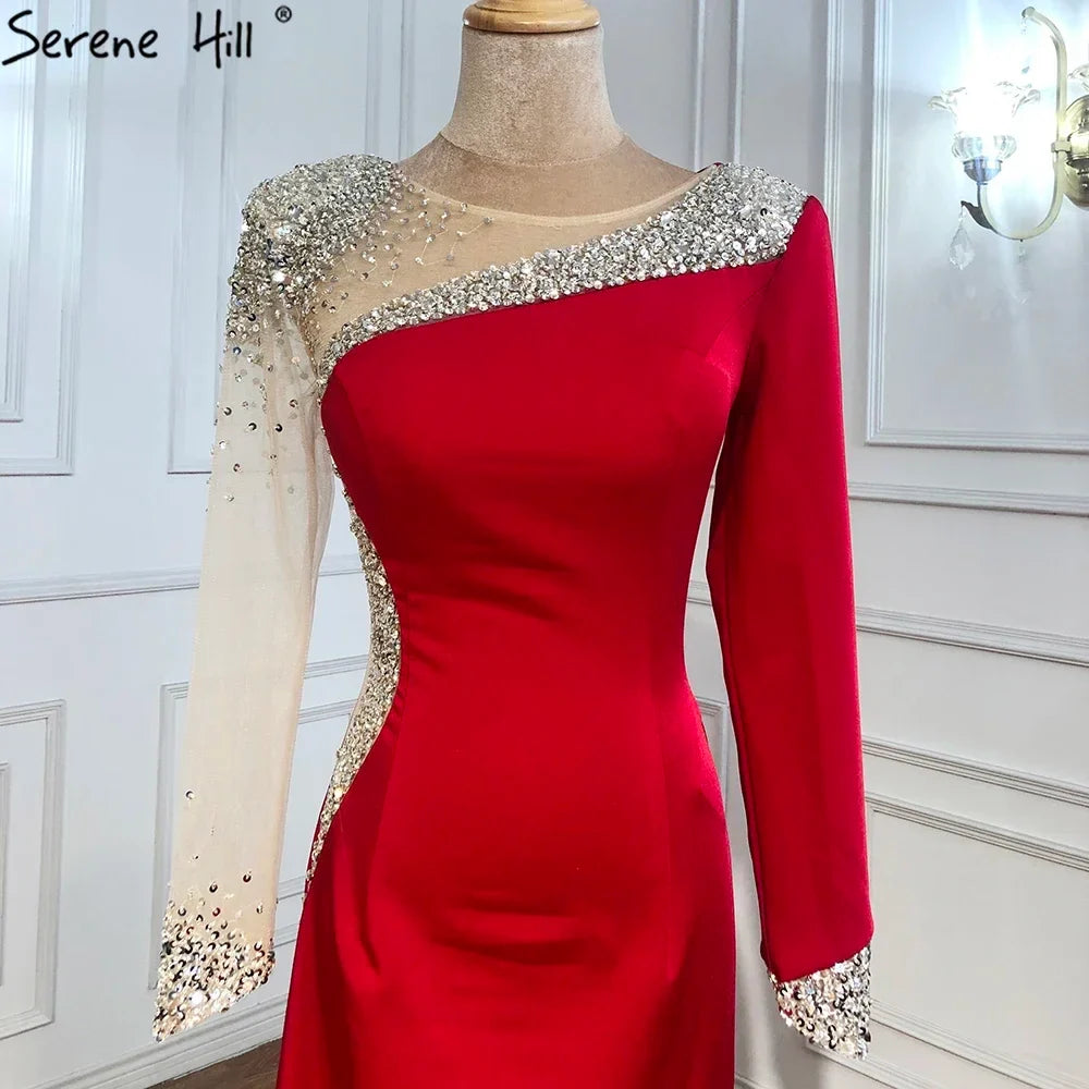 Zapdress Customized White Satin Long Sleeve Mermaid Simple Beaded Evening Dress Party Gowns For Women Bridal Shower (ZD17293)