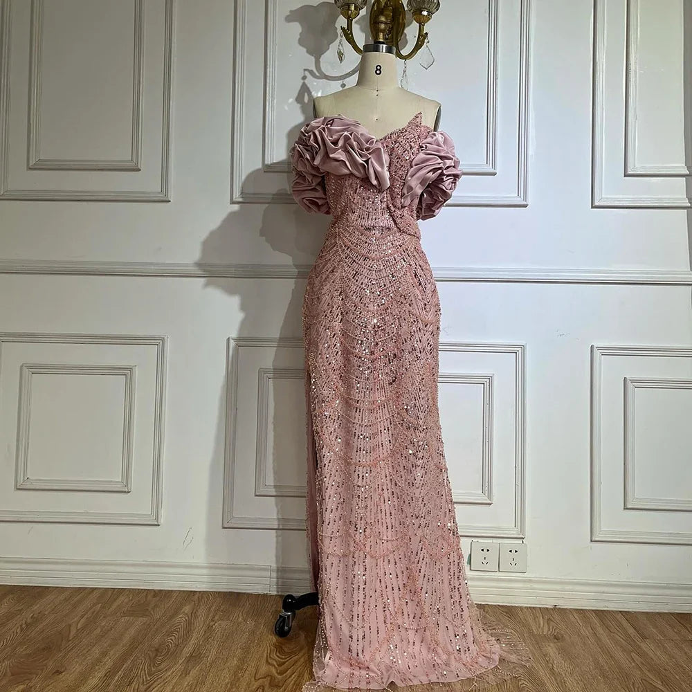 Zapdress Customized Sage Green Off Shoulder Mermaid Evening Dresses 2024 Arabic Formal Gowns For Women Wedding Party (ZD17307)