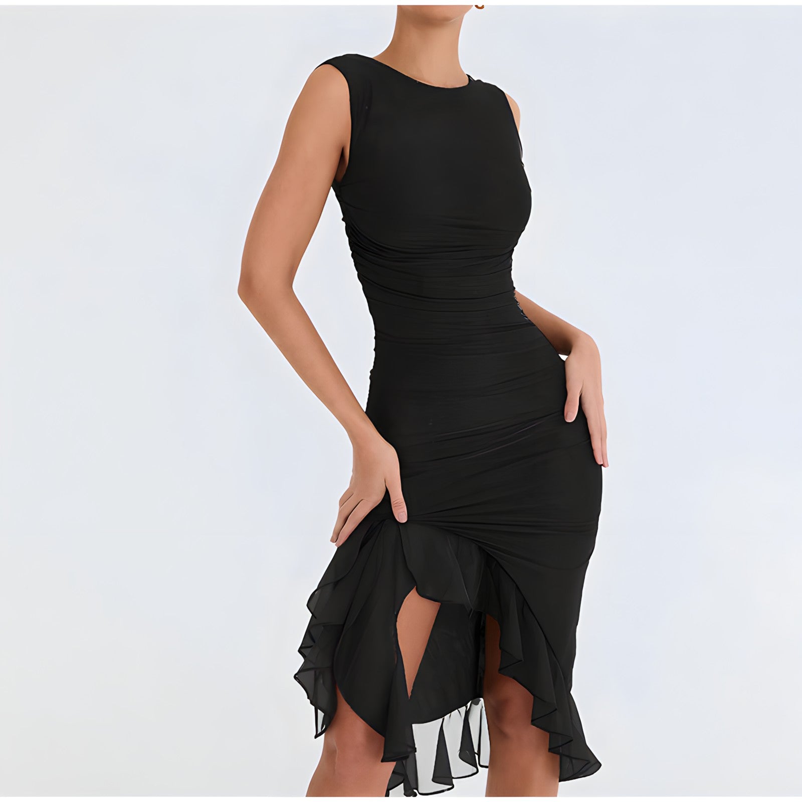 Irene Elevated Midi Dress with Ruffles Occasion Wear