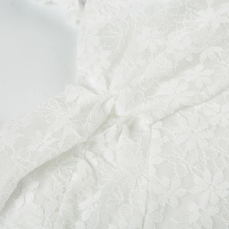 Boho Chic Women Floor Length Fishtail Dress White Lace Elegant Sexy Sleeveless Bodycon Maxi Dress Summer Clubwear