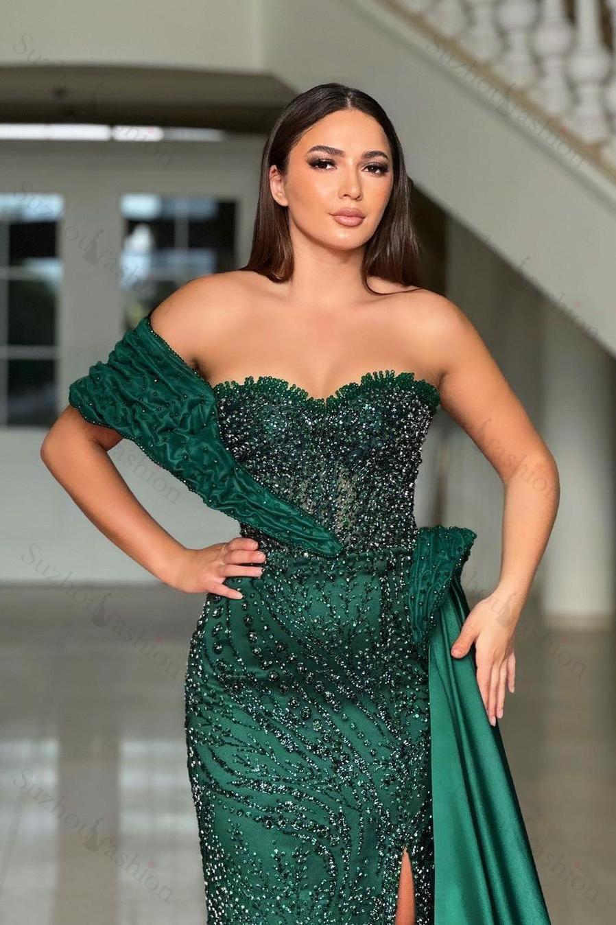Satin One-Shoulder Long Mermaid Evening Formal Dress With Split