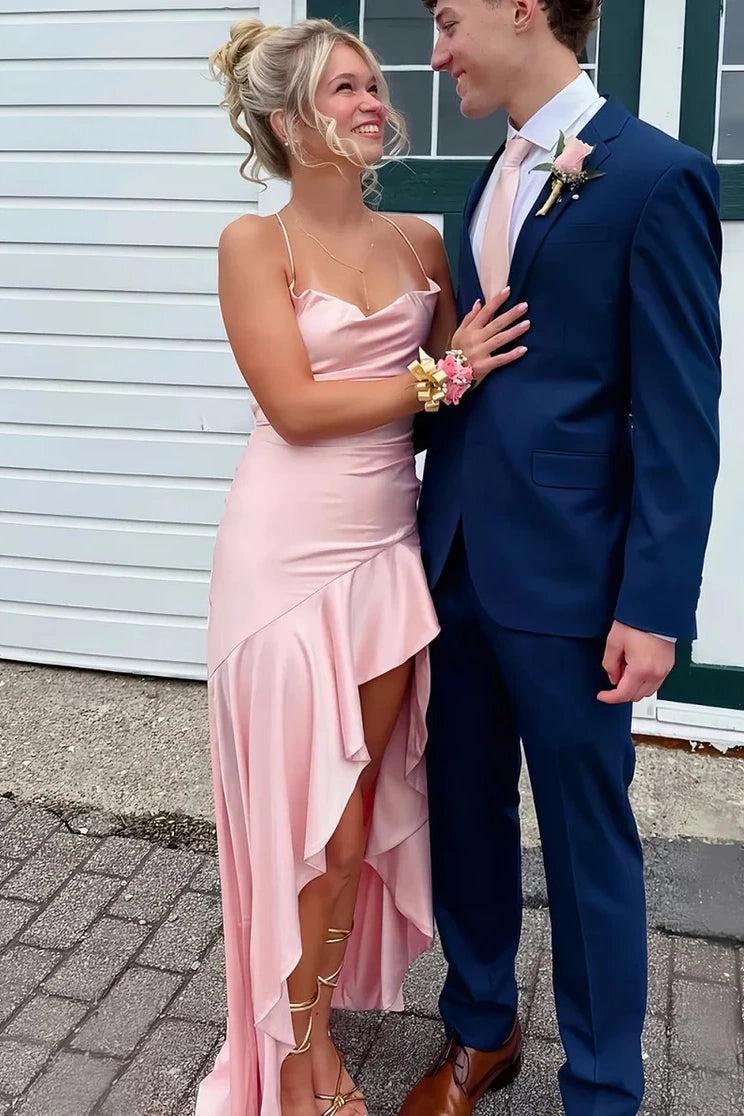 Suzhoufashion Satin Spaghetti Straps Aqua Blue Long Prom Dress With Ruffles Formal Evening Gown