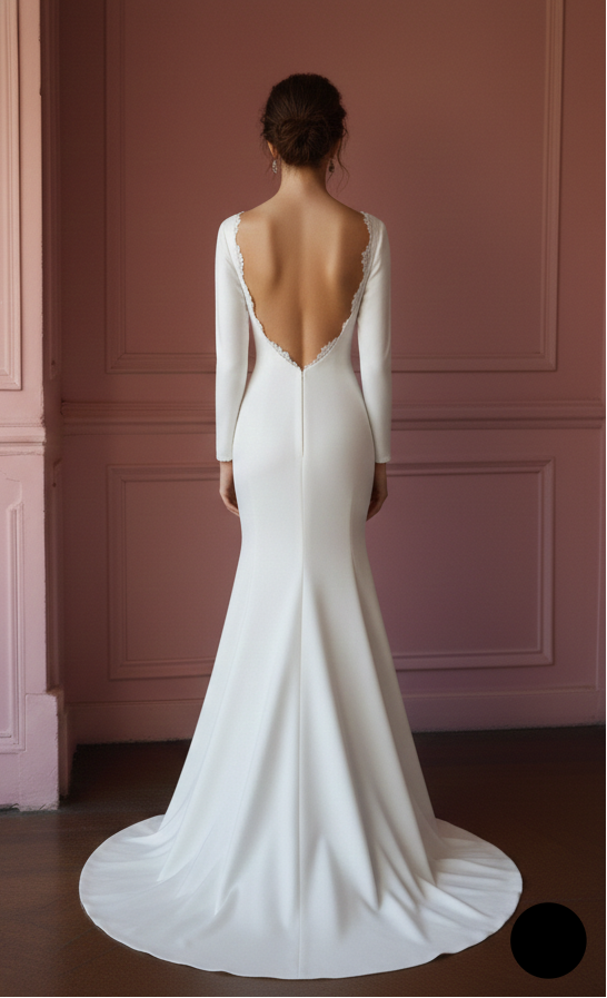Satin Mermaid Wedding Dress Minimalist Long Traditional Wear - View 3 | VelvetHem