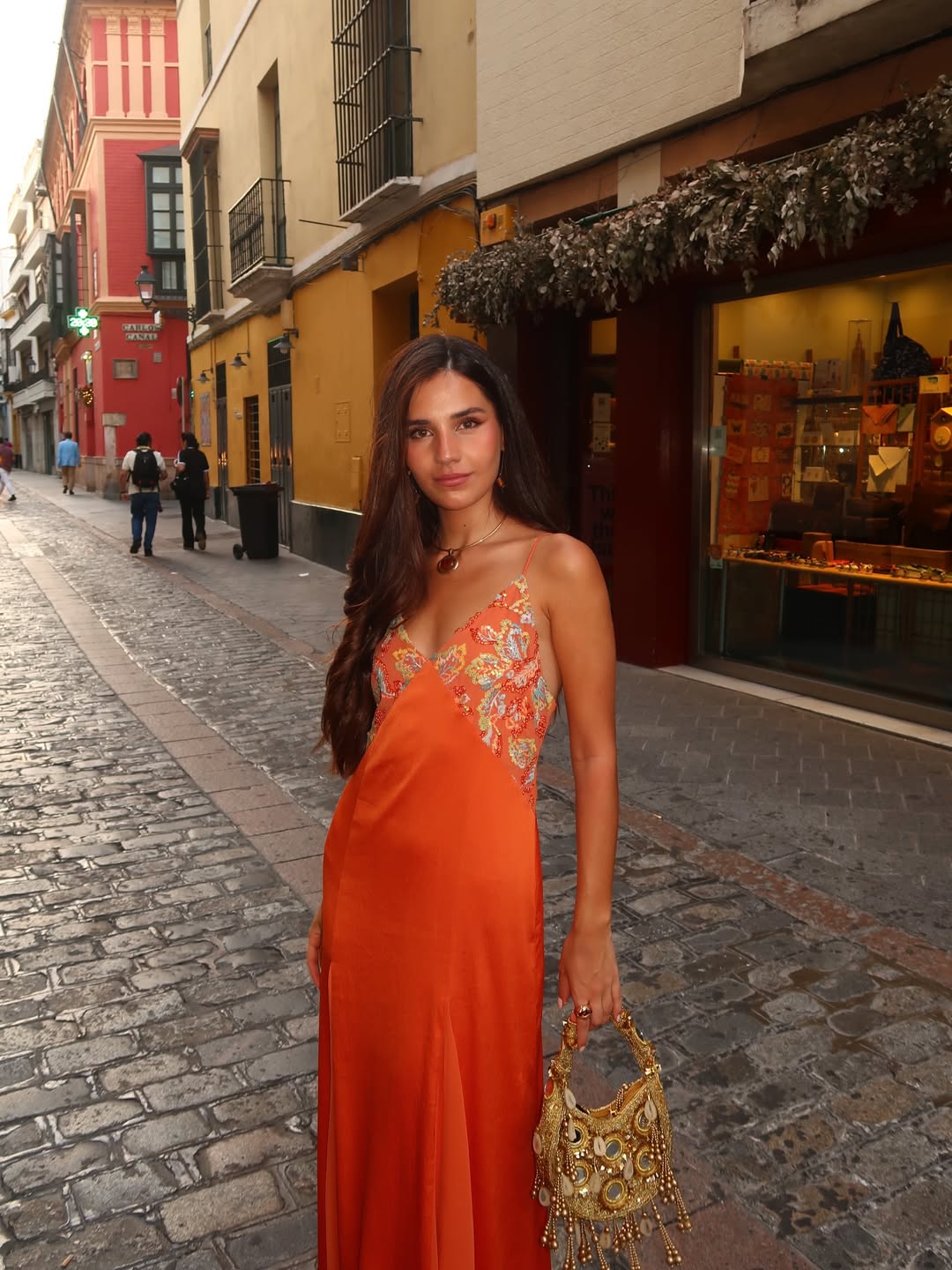 The Beaded Orange Slip Dress