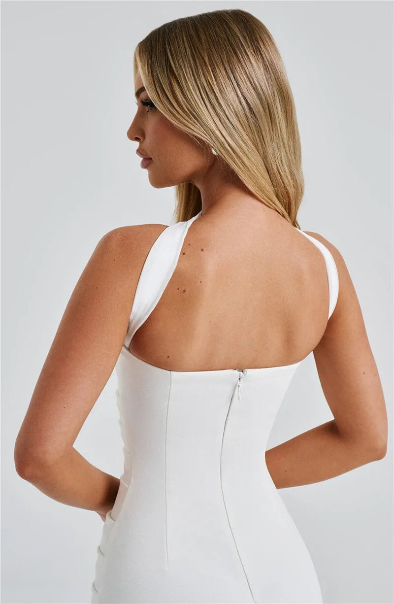 Scarf Collar Strapless Off - shoulder Long Dress