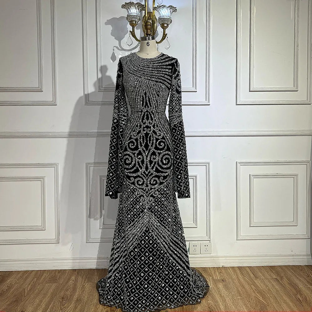 Zapdress 2025 Flared Sleeves Caramel Beaded Dubai Mermaid Evening Dresses Gowns for Party DLA72771 Customized (ZD17272)