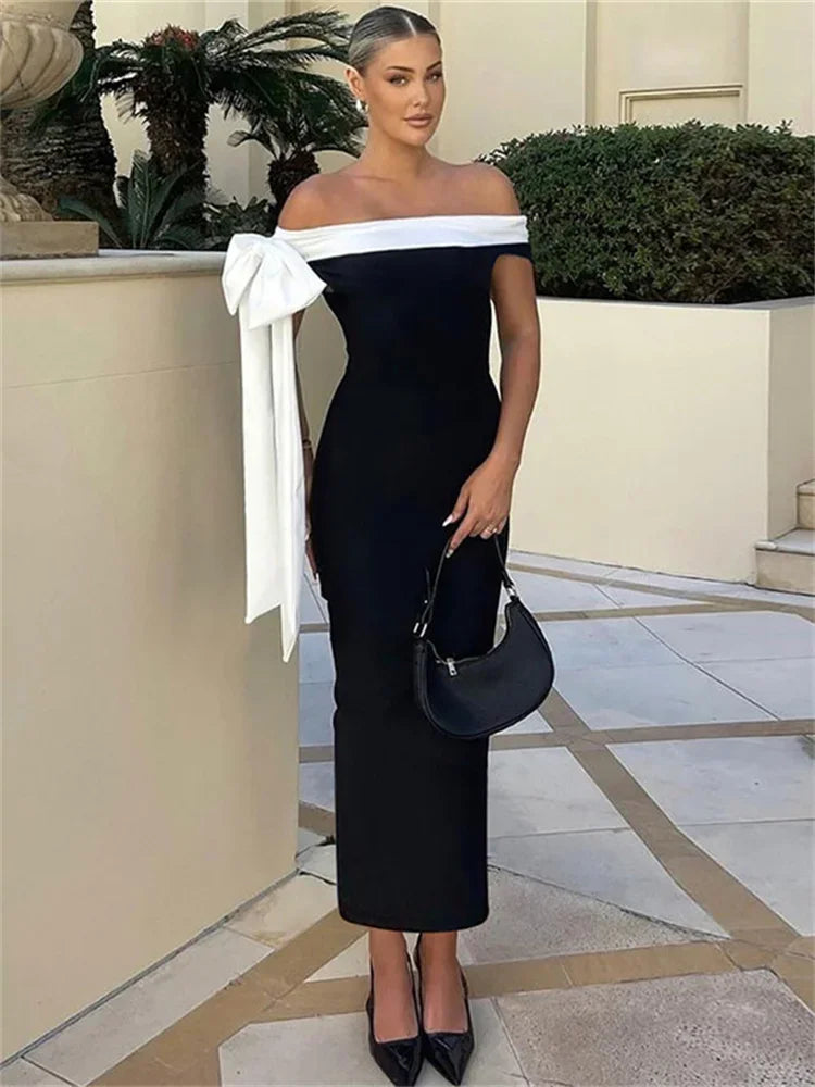 Diagonal Collar Backless Lace - Up Dress