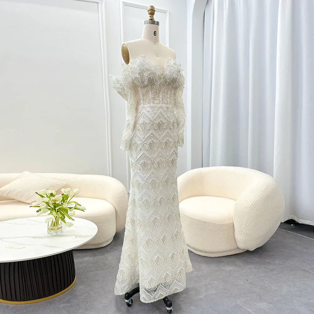 Mermaid Off - Shoulder Nude Evening Dresses for Women