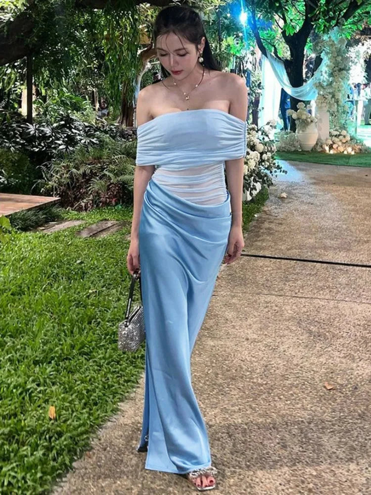 Off - the - Shoulder Strapless Backless Maxi Dress