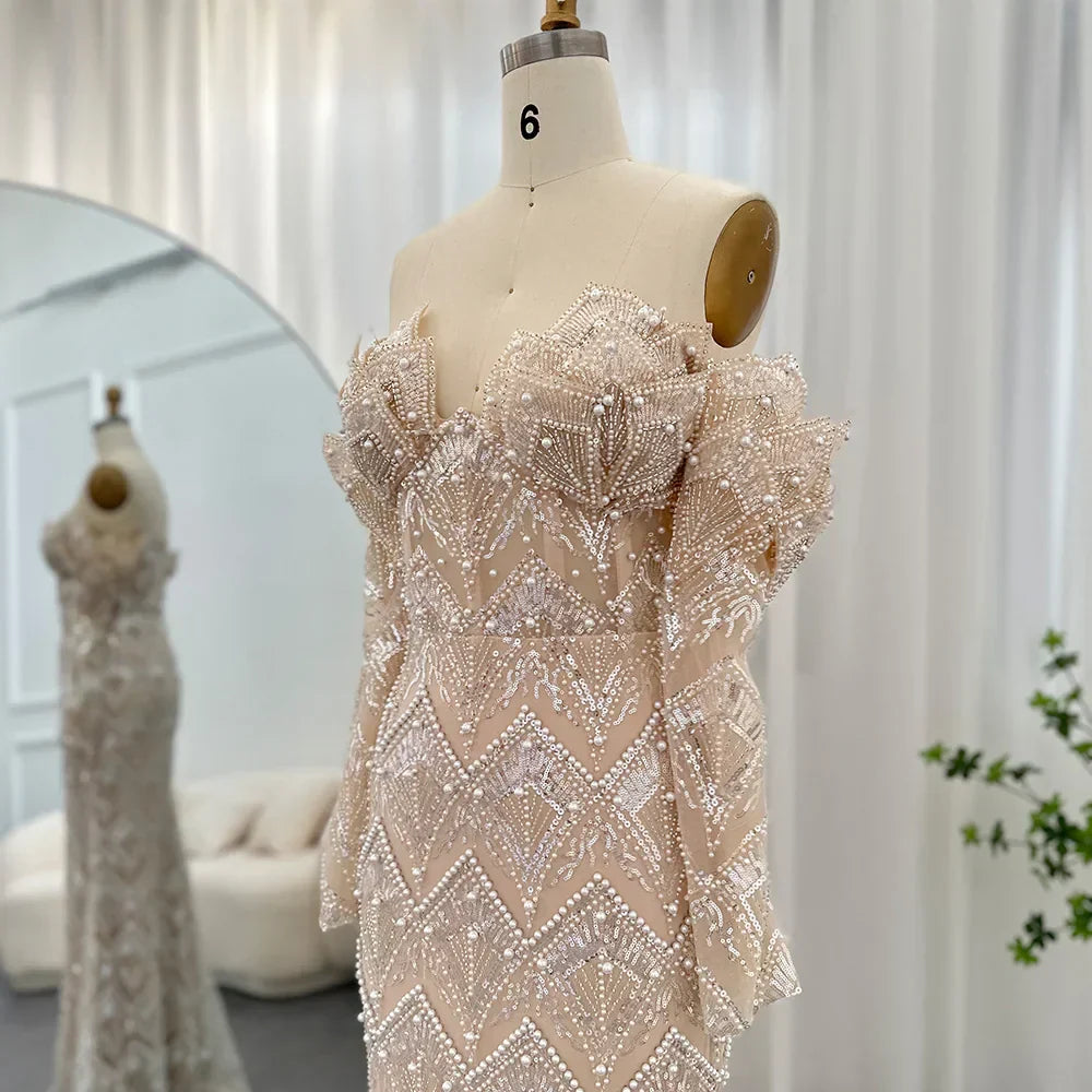 Mermaid Off - Shoulder Nude Evening Dresses for Women