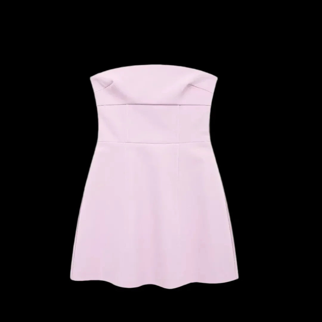 Pink Mini Dress 3D Bow, Backless