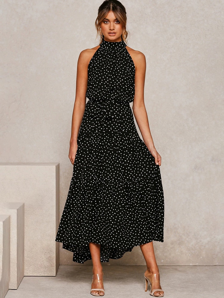 Manuela Aesthetic Summer Dress with Polka Dot Print Shine Into Chic Silhouette Collection