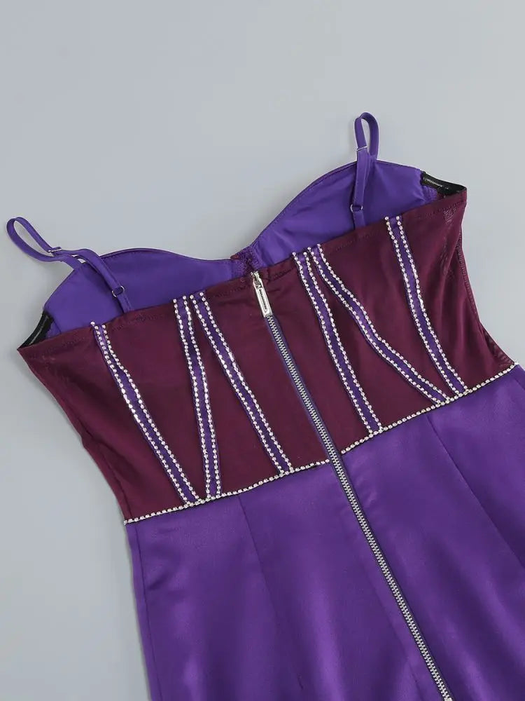 Purple Spaghetti Strap Short Dress Party Gown