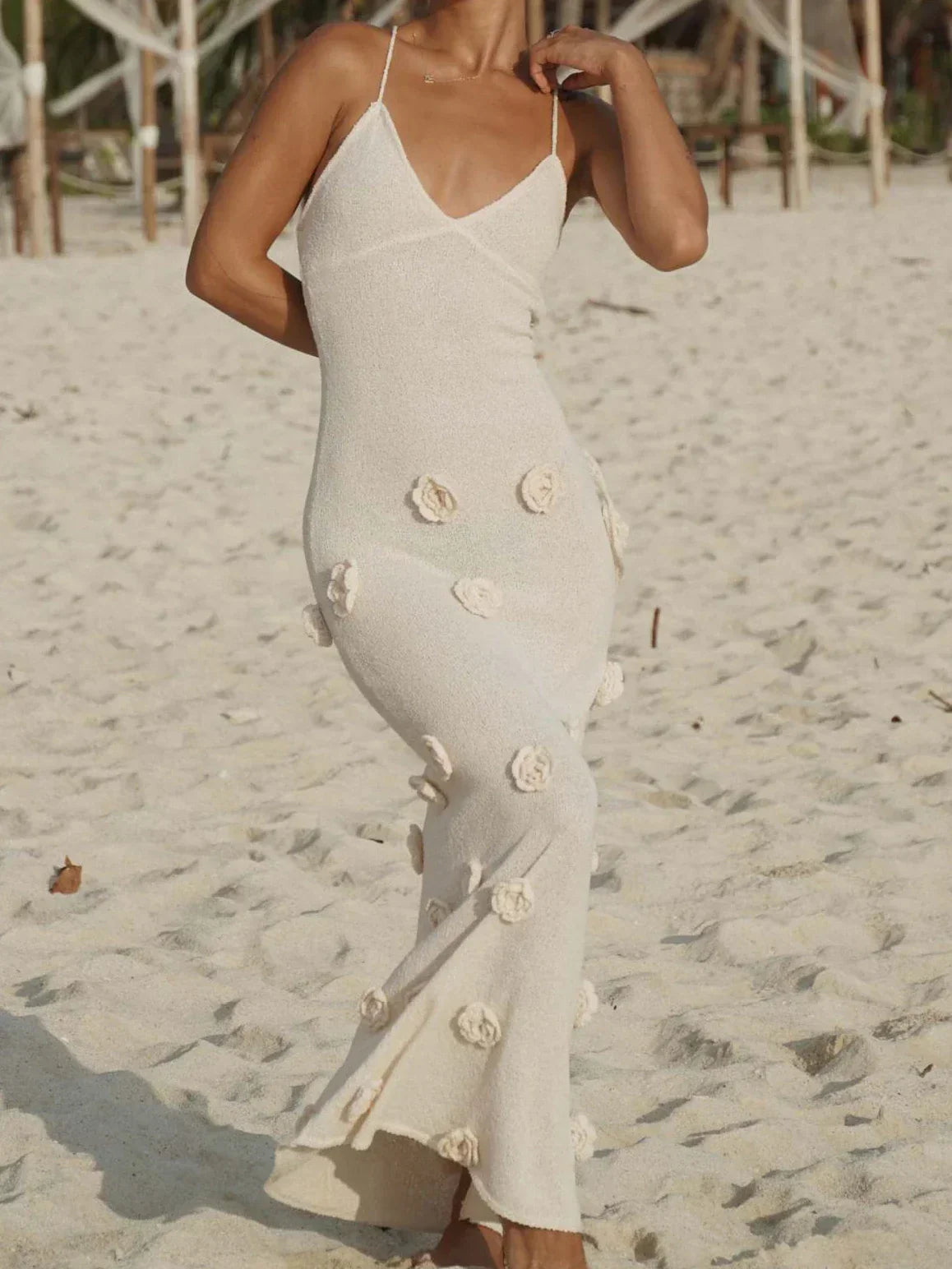 Halter Neck Flower Patchwork Lace - up Maxi Dress