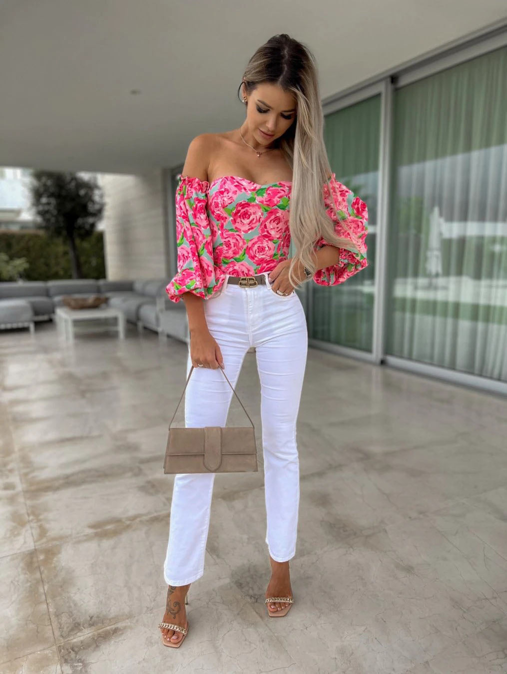 Women Top Summer Off Shoulder Floral Blouses Holiday Slash Neck Tops