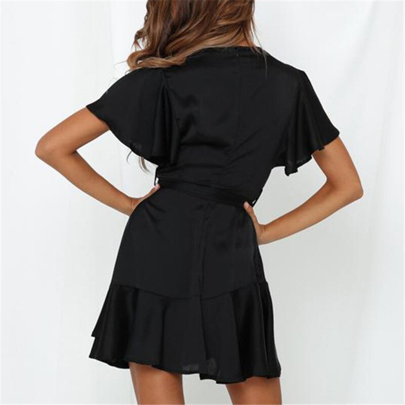 Gwen Fashionable Dress with Charming Ruffles and V-neck for Women