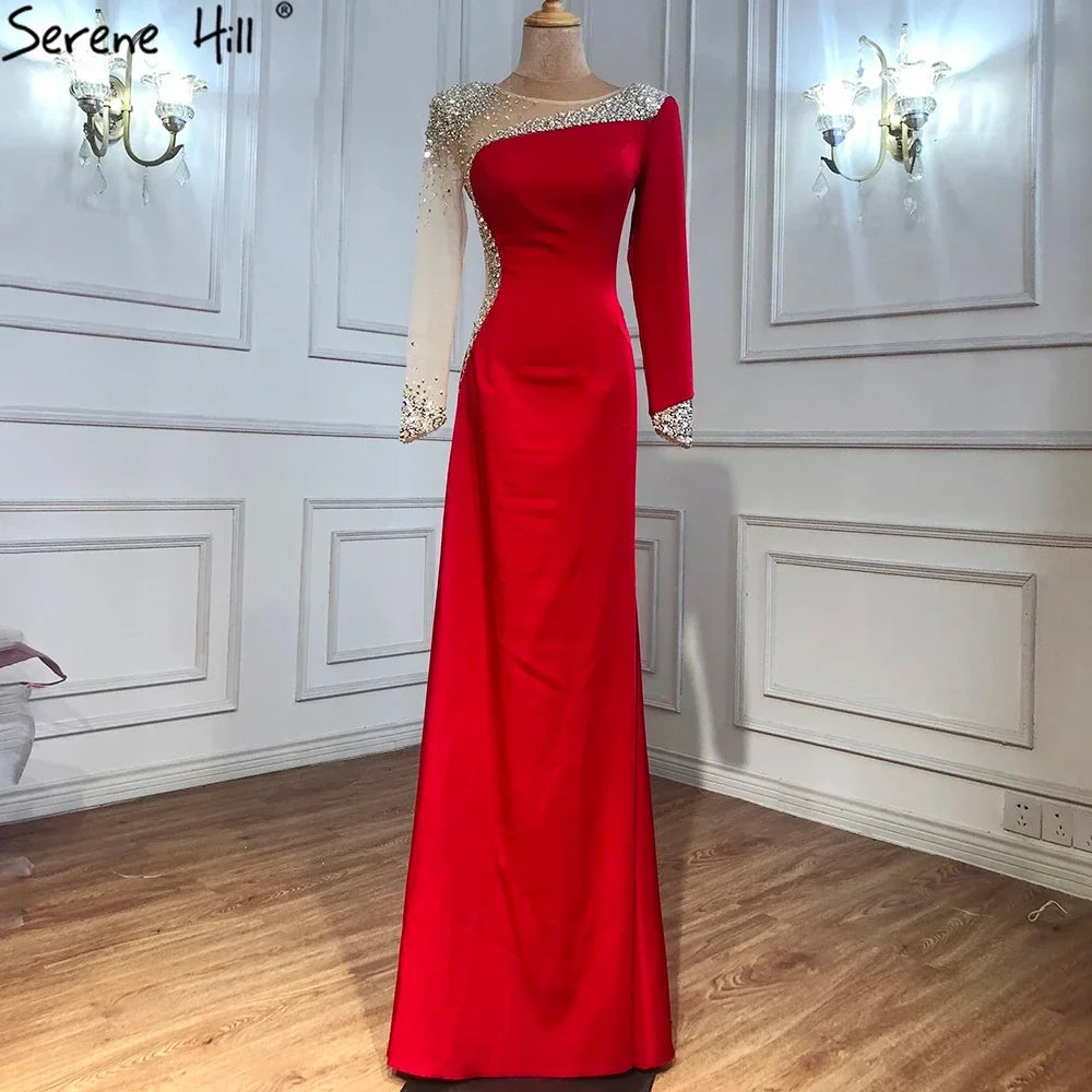 Zapdress Customized White Satin Long Sleeve Mermaid Simple Beaded Evening Dress Party Gowns For Women Bridal Shower (ZD17293)