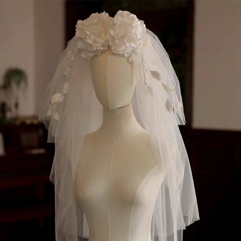 Flower Floral Bridal Veil Lace Wedding Veils For Evening Party Dress Women Girl Gift Hair Accessories Brides Jewelry