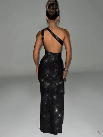 Anaisa Boutique Shiny, Backless Cocktail Dress with Pearls Statement Occasion Edit