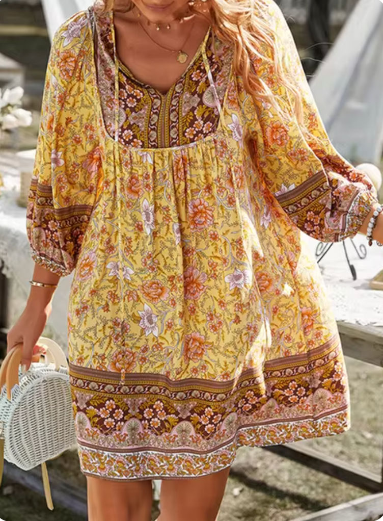 Ruth Elevated Half Sleeve Floral Dress Premium Wardrobe Essential
