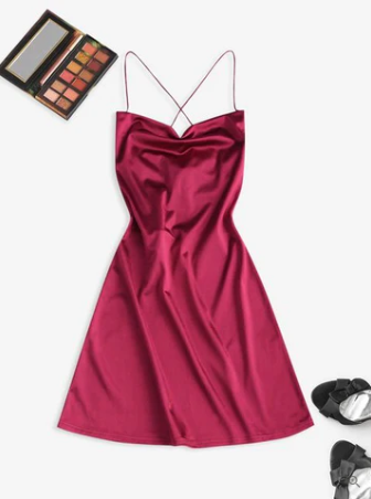 Anatea Minimalist Cocktail Dress Made of Satin with Spaghetti Side Slit Premium Wardrobe Essential