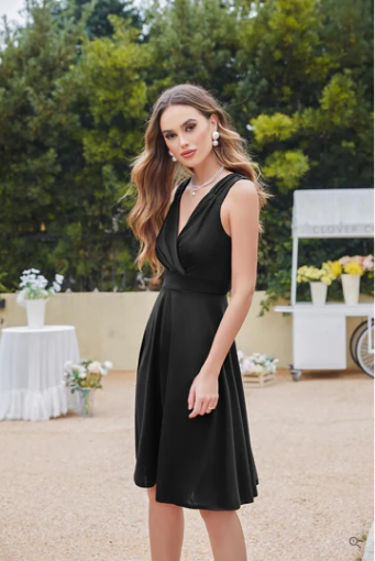 Annamaria Premium Sleeveless Cocktail Dress with V Neck and Tapered Bust Wardrobe Essential