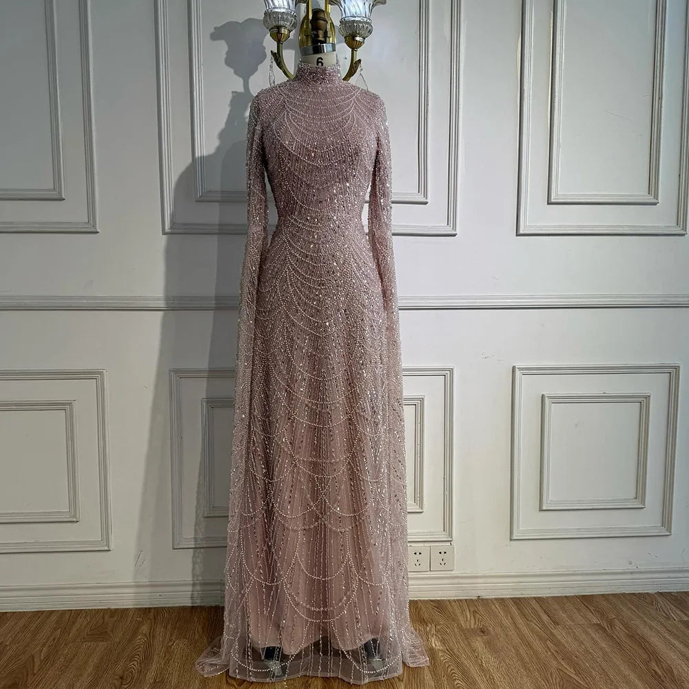 Zapdress White High Neck Long Sleeve Mermaid Evening Dress 2026 Party Gowns for Women DLA72591 Customized (ZD17255)