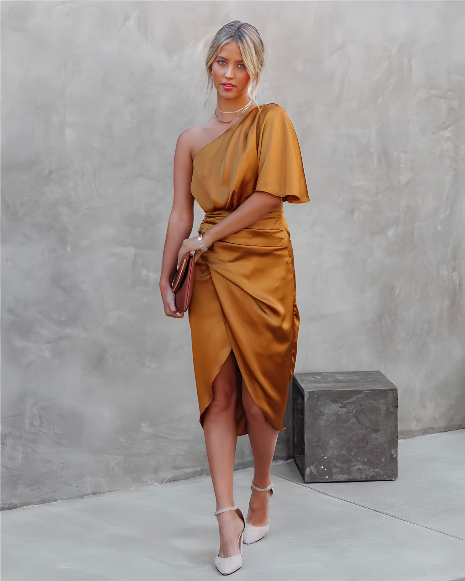Camila Aesthetic Cocktail Dress with One Shoulder Statement Occasion Edit