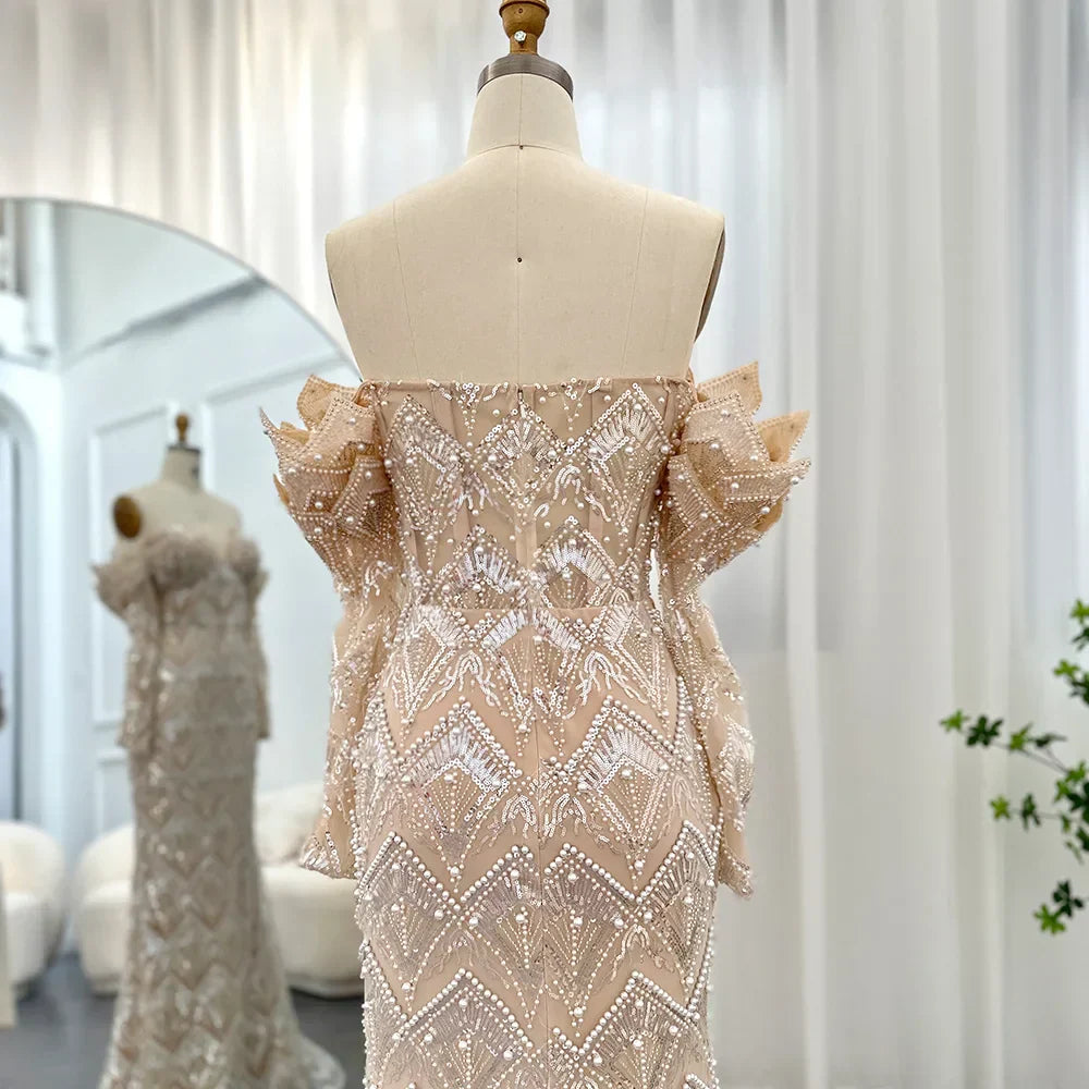 Mermaid Off - Shoulder Nude Evening Dresses for Women