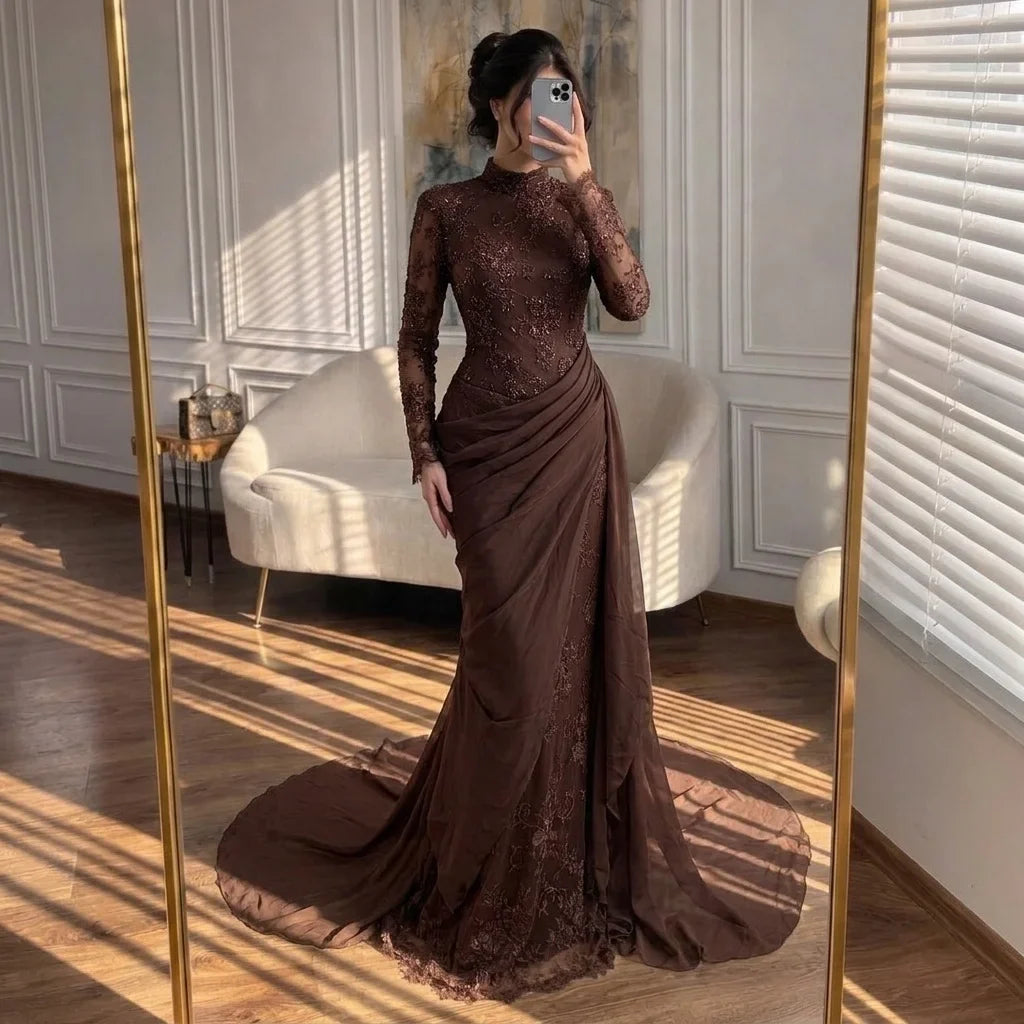 Zapdress Customized Wine Red Mermaid Evening Dresses with Wrap Skirt High-End Lace Formal Party Gowns for Women (ZD17283)