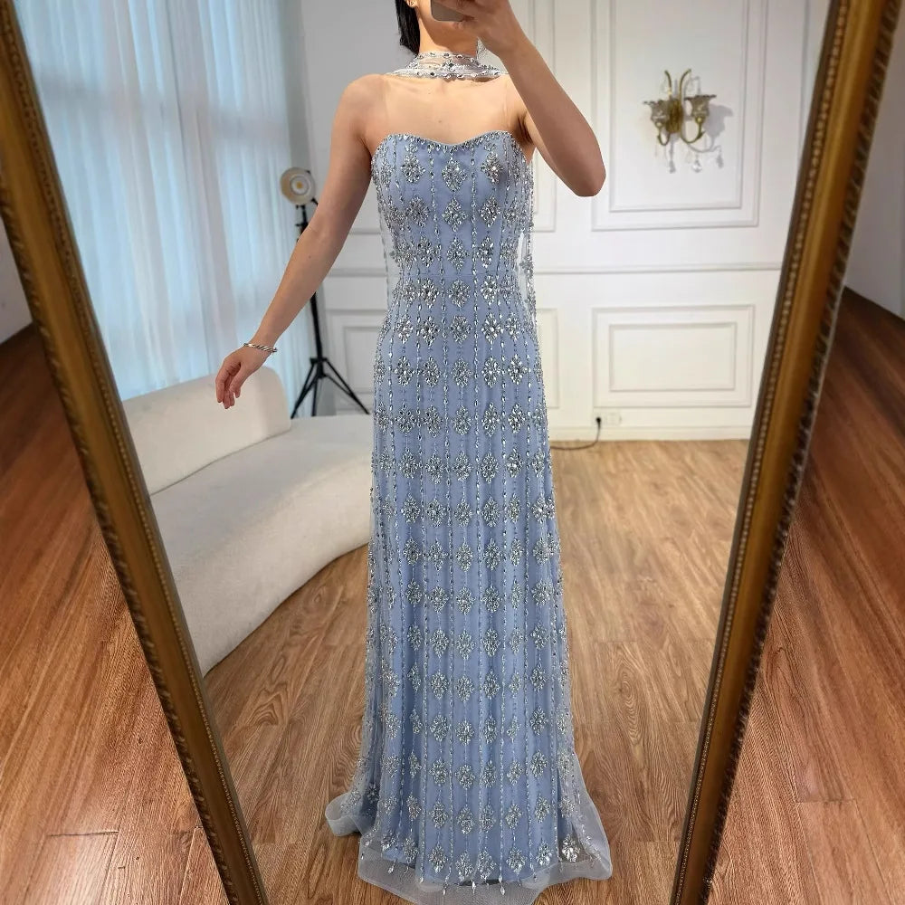 Zapdress Customized 2026 Nude Luxury Beaded Mermaid Evening Dresses Glala Party Gowns for Women (ZD17222)