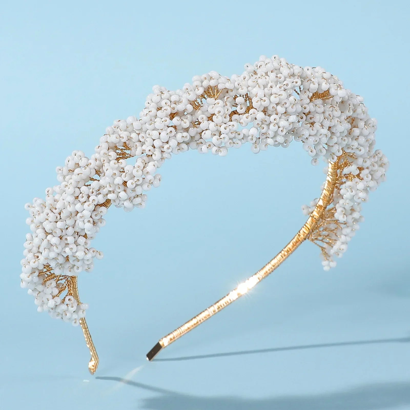Gold Color Headband Hairband Handmade Headpiece For Bride Women Headwear Headdress Bridal Hair Jewelry Wedding Accessories