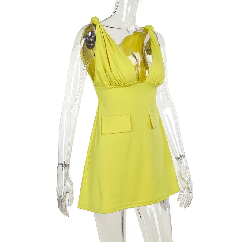 V - Neck Bodycon Mini Dress