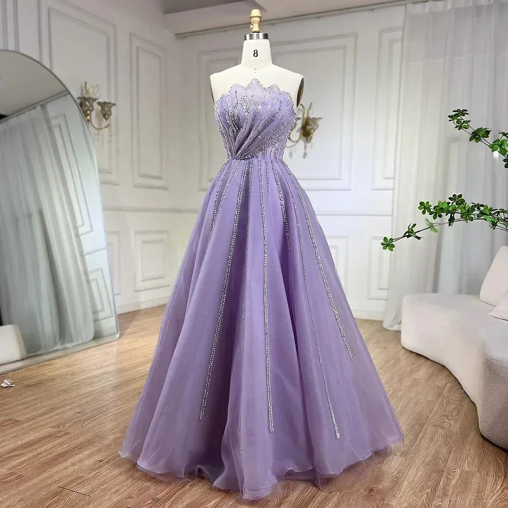 Zapdress Lilac Strapless A-line Beaded Evening Prom Dresses 2025 Graduation Party Gowns For Women DLA71643 Customized (ZD17324) - VelvetHem
